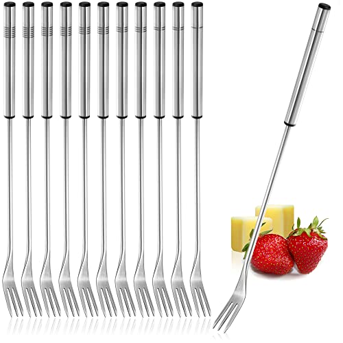 COM-FOUR® 12x Fondue Gabeln aus rostfreiem Edelstahl 26 cm - spülmaschinengeeignetes Fonduebesteck - Fonduespieße mit Edelstahlgriff (12 Stück - Edelstahlgriff) von com-four
