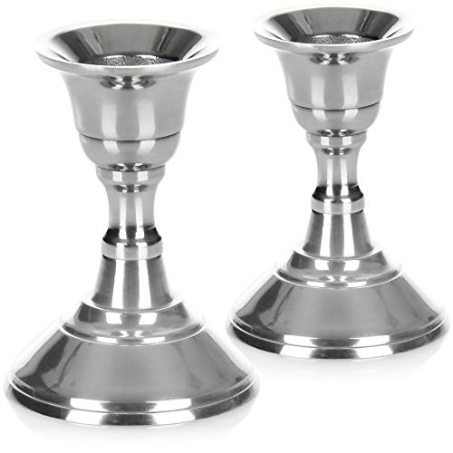 com-four® 2X Kerzenständer im edlen Design für einen festlichen Tisch - klassischer Kerzenleuchter für Hochzeit, Jubiläum - Metall-Kerzenhalter für Weihnachtstafel - Lichthalter (8.5cm - rund) von com-four