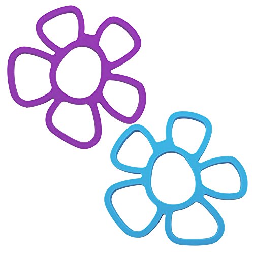 COM-FOUR® 2er Set Silikonuntersetzer in trendigen Farben, lila und blau, Blume (2er Set) von com-four