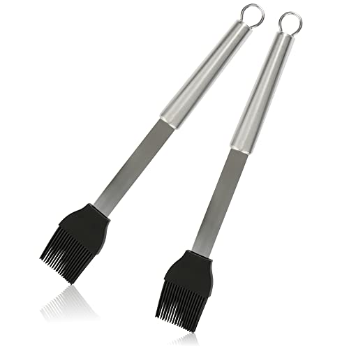 COM-FOUR® 2x Backpinsel, Küchenpinsel mit Silikonborsten, Pinsel zum Einölen, Marinieren und Glasieren beim Backen, Kochen & Grillen von com-four