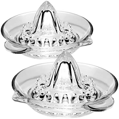COM-FOUR® 2x Zitrus-Presse - Zitronen-Presse aus Glas mit Ausgießer - ideal zum Entsaften von Zitrusfrüchten, wie Zitronen, Orangen und Mandarinen (02 Stück - Zitruspresse Glas) von com-four