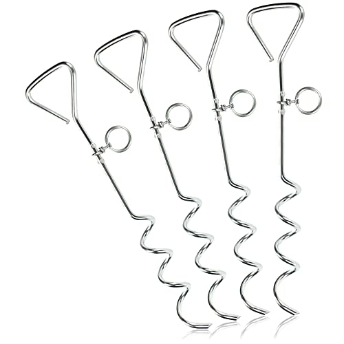 COM-FOUR® 4X Zeltbodenanker – Zelt Sicherung Set – Bodenanker für Planen, Pavillons und Vorzelte – Sturmschrauben zur Befestigung – Stabile Erdschrauben (4 Stück - Bodenanker silberfarben) von com-four