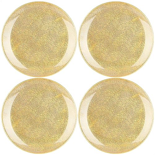com-four® 4x Platzteller transparent - wiederverwendbare Unterteller als Tischdekoration - Dekoteller für Hochzeit, Familienfeier oder Weihnachten - Ø 33 cm von com-four