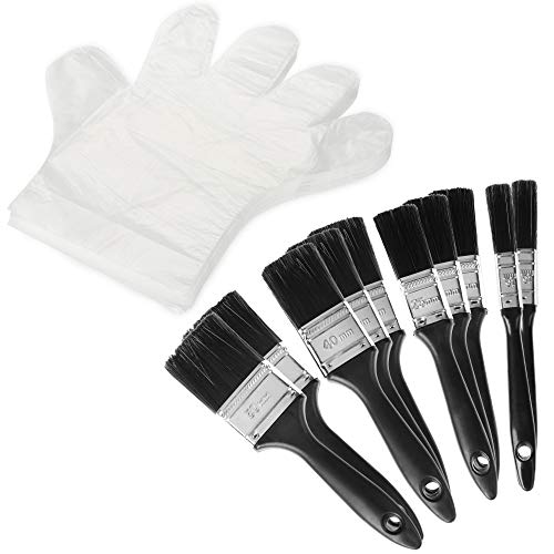 com-four® 60-teiliges Malerset, Malerhandschuhe und Lackierpinsel in Vier Größen für Malerarbeiten, Handwerk, Kunst, Hobby, Haus und Garten von com-four