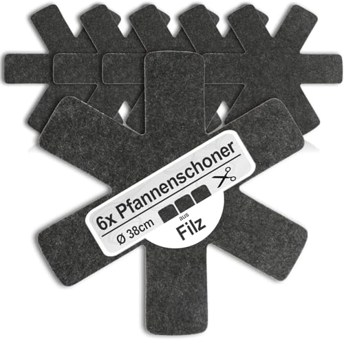 COM-FOUR® 6X Pfannenschutz Ø 38 cm aus Filz - Hitzebeständig, Pfannenschoner zum Schutz vor Kratzern - Pfannenschutzmatte auch für Töpfe und Schüsseln - Zuschneidbar (06 Stück - schwarz) von com-four