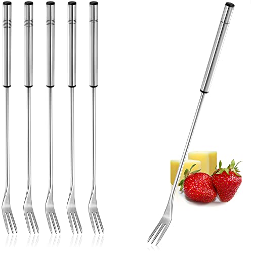 COM-FOUR® 6x Fondue Gabeln aus rostfreiem Edelstahl 26 cm - spülmaschinengeeignetes Fonduebesteck - Fonduespieße mit Edelstahlgriff (06 Stück - Edelstahlgriff) von com-four