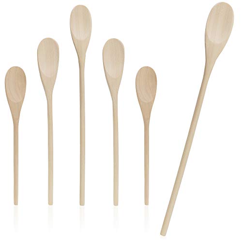 COM-FOUR® 6x Kochlöffel aus Holz - Holzlöffel zum Kochen und Backen - Kochlöffel Set zum Rühren - Holzkochlöffel in drei Größen (06 Stück - Mix - hellbraun) von com-four