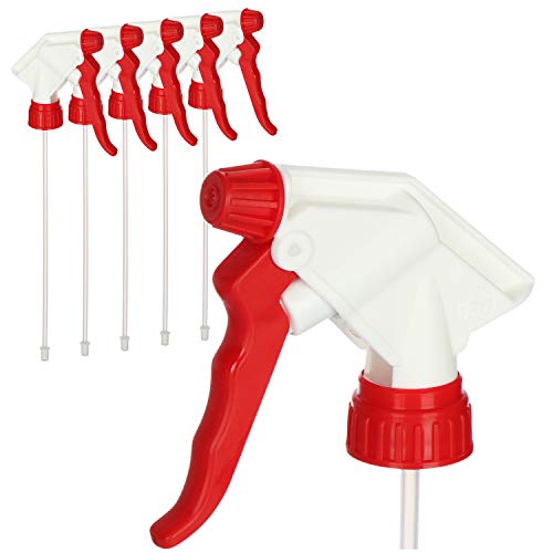 COM-FOUR® 6x Sprühaufsatz - Sprühkopf mit 28/400 Gewinde - Aufsatz für Sprühflaschen - Zerstäuberkopf mit NBR-Dichtung zum Versprühen von Wasser (NBR - rot) von com-four