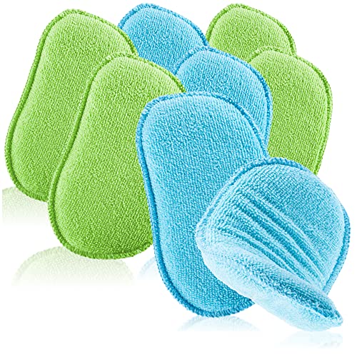 COM-FOUR® 8X Mikrofaser Autoschwamm - Top Autopflege mit saugstarkem Waschschwamm - Autowäsche mit wiederverwendbarem Polierschwamm (8 Stück - blau/grün) von com-four