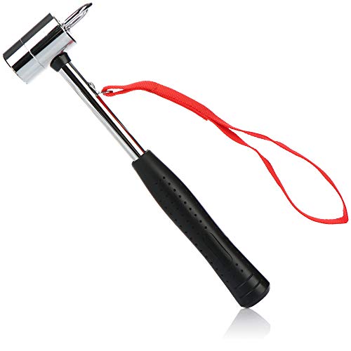 COM-FOUR® Camping Hammer mit Heringauszieher - Zelt Hammer mit Handschlaufe - Hering Hammer aus Carbon Stahl, verchromt - Camping Zubehör (Zelt-Hammer Carbonstahl - 1 Stück) von com-four