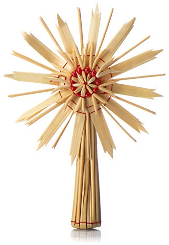COM-FOUR® Christbaumspitze als Weihnachtsbaumschmuck aus Stroh - Strohstern-Spitze für den Weihnachtsbaum - Christbaum-Schmuck - natürlicher Christbaum-Behang von com-four