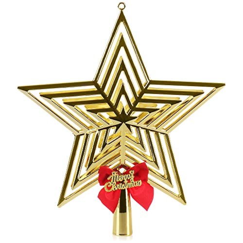 com-four® Goldfarbene Christbaumspitze in Stern-Form - Stern für die Weihnachtsbaum-Spitze - Weihnachtsbaumschmuck - Christbaum-Schmuck aus Kunststoff von com-four