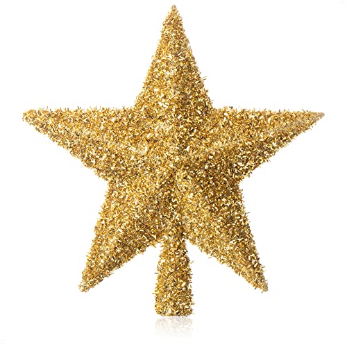 COM-FOUR® Goldfarbene Christbaumspitze in Stern-Form - Stern für die Weihnachtsbaum-Spitze - Weihnachtsbaumschmuck - Christbaum-Schmuck aus Kunststoff von com-four
