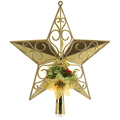 COM-FOUR® Christbaumspitze in Stern-Form - verzierter Stern für die Weihnachtsbaum-Spitze - Weihnachtsbaumschmuck - farbenfroher Christbaum-Schmuck aus Kunststoff von com-four