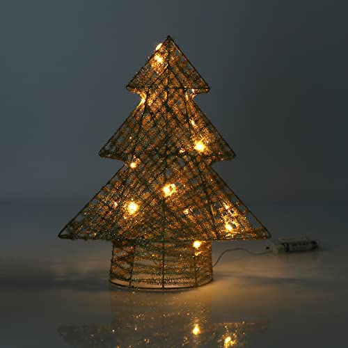 com-four® LED Deko Baum Weihnachten - Weihnachtsdekoration Tannenbaum mit LED und Timer - Aufsteller Weihnachtsbaum mit warm-weißem Licht (01 Stück - Baum - 32cm - Timer) von com-four