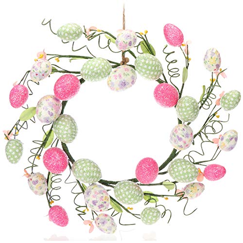 COM-FOUR® Osterkranz mit bunten Ostereiern, dekorativer Tischkranz, mit Aufhänger als Türkranz nutzbar von com-four