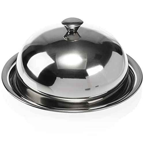 com-four® Servierteller mit Speiseglocke, Tellerglocke mit Unterteller, Servierplatte zum Abdecken und Servieren von Speisen, Torten, Käse und mehr (Teller + Glocke 24cm) von com-four