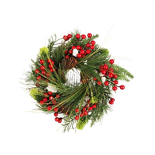 com-four® Türkranz Weihnachten - Adventskranz mit Pinienzapfen, Beeren und Blättern - Dekokranz - Weihnachtsdeko - Tischkranz - Weihnachtskranz von com-four