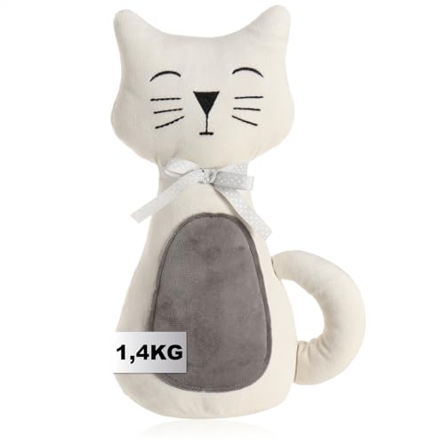 com-four® Türstopper, Schwerer Türhalter, süßes Katzendesign, Funktionelles Wohnaccessoire, Stopper für Fenster und Türen, optimal bei Durchzug (Katze Lucy) von com-four