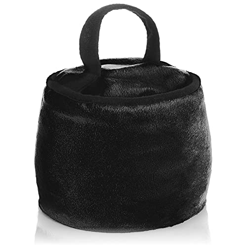 com-four® Türstopper mit Griff - extra schwer - 1,8 kg Türhalter mit verstärkten Nähten - funktionelles Wohnaccessoire - runder, weicher Bremsklotz für Fenster und Türen (Rund - schwarz) von com-four