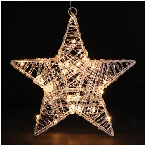 com-four® Weihnachtsstern mit Timer-Funktion - LED Stern als dekorative Beleuchtung zu Weihnachten - Batteriebetriebene Weihnachtsdekoration von com-four