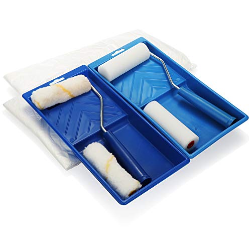 COM-FOUR® 10-teiliges Maler-Set - Abdeckplanen, Farbroller und Farbwannen, optimal für Dekorations-, Maler- und Renovierungsarbeiten von com-four