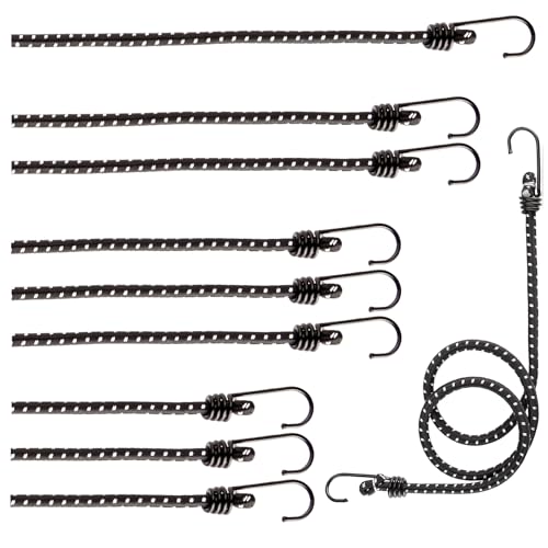 com-four® 10-teiliges Set Gummispanner mit reflektierenden Streifen - Gepäckspanner in Vier Größen - Expander mit Haken - Spanngummi zur Ladungssicherung - Spanngurt von com-four