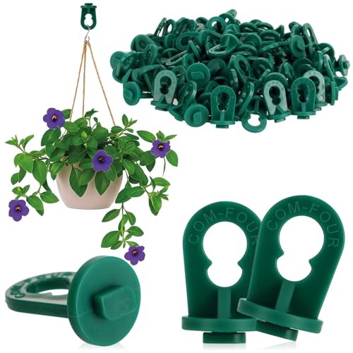 com-four® 100x Gewächshausclips - Aufhängevorrichtungen für Gewächshaus und Wintergarten - Ösen für Gewächshausschienen - Rankhilfeclips stake Clips mit hoher Tragkraft (100 Clips - grün) von com-four