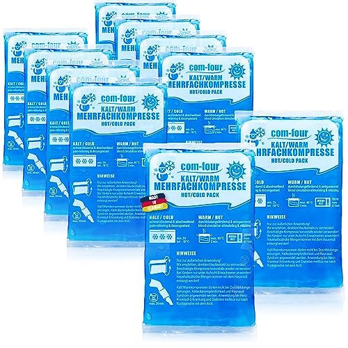 com-four® 10x Kleine Mehrfach-Kompresse 16 x 9 cm für Warm und Kaltkompressen, Kühlpads - Kühlpack mikrowellengeeignet - Made in Germany (10 Stück - klein) von com-four