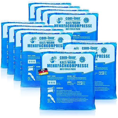 com-four® 10x Mehrfach-Kompresse 14 x 13 cm für Warm und Kaltkompressen, Kühlpads - Kühlpack mikrowellengeeignet - Made in Germany (10 Stück - mittel) von com-four
