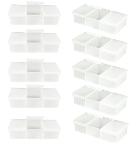 com-four® 10x Mini Tablettenbox mit DREI Fächern - Medikamentendosierer für den Haushalt - transportable Medikamentenbox - Pillendose (10 Stück - transparent) von com-four