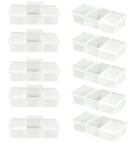 com-four® 10x Mini Tablettenbox mit drei Fächern - Medikamentendosierer für den Haushalt - transportable Medikamentenbox - Pillendose (10 Stück - transparent) von com-four