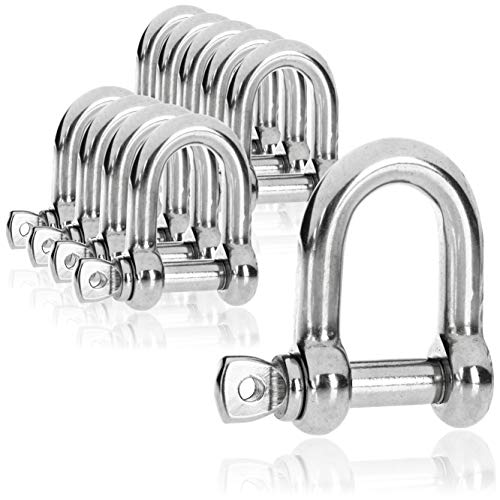 COM-FOUR® 10x Schäkel D-Form - Karabiner Schekel klein mit Schraubverschluss - Scheckel mit Augbolzen - Edelstahl 304, rostfrei, langlebig - 4,5 x 30 mm (10 Stück - 4.5 x 30mm - D-Form) von com-four