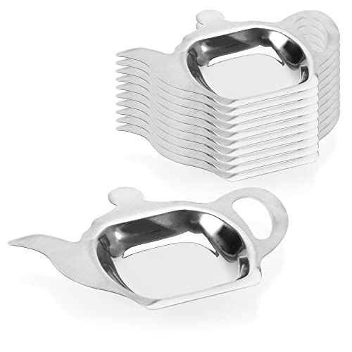 com-four® 10x Teebeutelablage aus Metall, Teebeutelhalter in Teekannen-Optik, ideal zum Servieren, ca. 13 x 9,5 x 1,1 cm (10 Stück) von com-four