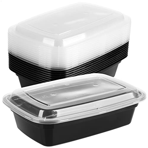 com-four® 10x Vorratsschale mit Deckel - Meal Prep Container - Essensbox - Frischhaltedose 1200ml (10 Stück - schwarz) von com-four