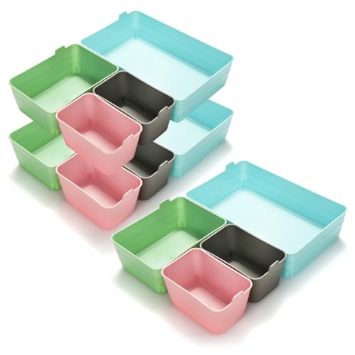 com-four® 12-teiliges Set Aufbewahrungsboxen - Schrank-Organizer in unterschiedlichen Größen - Aufbewahrungsbox für Schublade und Regal (4 Farben - 12 Stück) von com-four