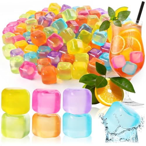 com-four® 120x wiederverwendbare Eiswürfel in tollen Farben, Party-Eiswürfel zum Kühlen von Getränken (120 Stück - Würfel) von com-four
