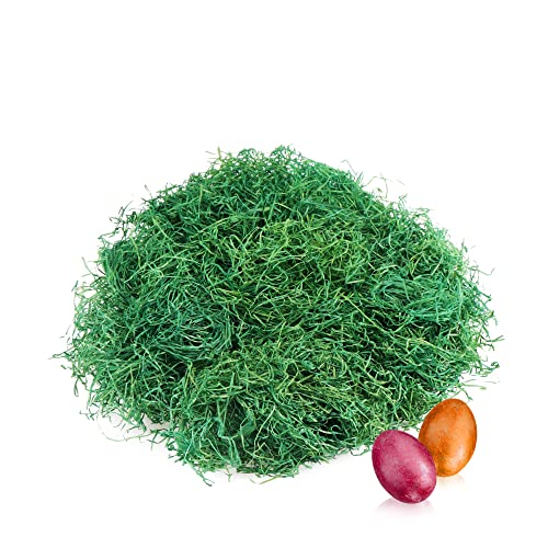 com-four® 125g Ostergras in grün für Osternester - Osterdeko zum Basteln - Holzwolle für Osterkörbe (Set1 - Ostergras grün - 125g) von com-four