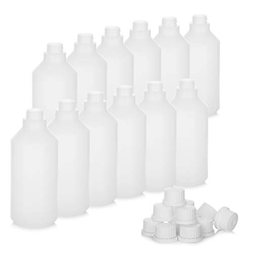 com-four® 12x Kunststoffflasche HDPE 520 ml - Nachfüllflasche für Seifenspender - Chemikalienflasche mit Schraubverschluss 28/400 - Leerflasche zum Befüllen - Laborflasche (0520ml) von com-four