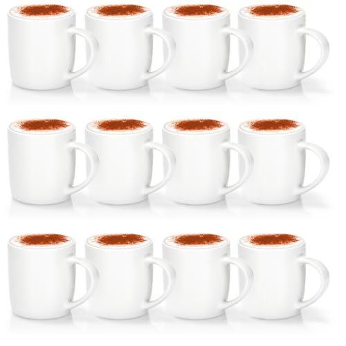 com-four® 12x Kaffeebecher aus Porzellan - Kaffee-Tasse im modernem Design - Basic Kaffeepott White für Kalt- und Heißgetränke - 330 ml (12 Stück - cremeweiß bauchig) von com-four