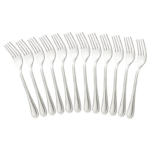 com-four® 12x Kuchengabel aus Edelstahl - stilvolles Tafelbesteck im schlichten Design - kleine Dessertgabeln - Vorspeisegabeln - 14,5 cm (14.5cm - 12 Stück) von com-four
