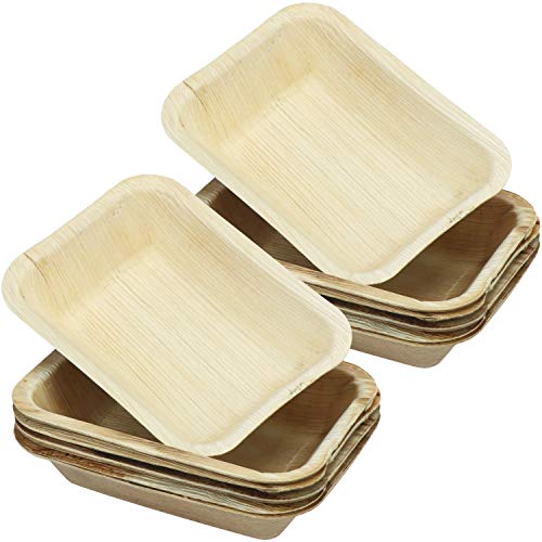 com-four® 12x Palmblatt-Snackschalen aus Holz, Servier-Schälchen für Snacks, Dips, Vor- und Nachspeisen (12 Stück - Palmen Snack-Schale) von com-four