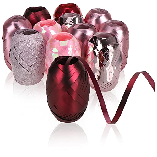 com-four® 12x Ringelband in glänzenden Farben - 10 m je Rolle - Set Geschenkbänder zum Basteln und Verpacken - Polyband für dekorative Geschenkverpackung von com-four