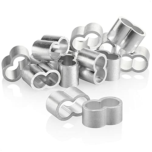 com-four® 12x Seilklemme 10mm - Würgeklemmen aus Aluminium - Quetschhülsen für Expanderseile - Doppelhülsen für Spanngummis - Pressklemmen für Planen (silberfarben - 10mm) von com-four