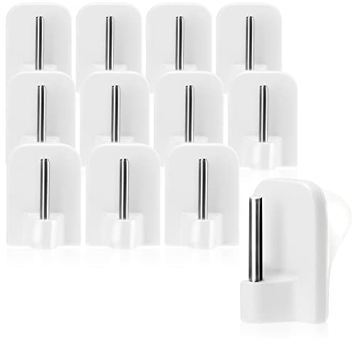 com-four® 12x selbstklebende Gardinenhaken für Gardinenstangen, Vitragestangen Zubehör Sets - Klebehaken für Fenster, Fensterhaken - weiß von com-four