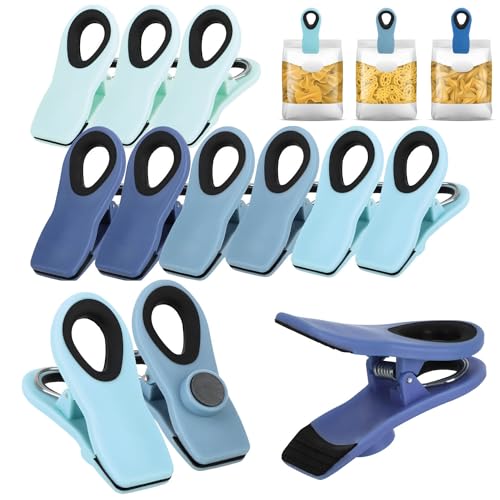 com-four® 12x Verschlussklammern für Tüten - Tüten-Clips zum Verschließen und Frischhalten - Beutelclips aus Kunststoff - Verschlussklemmen mit kleinem Magnet (12 Stück - 4 Farben) von com-four