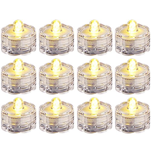 com-four® 12x Wasserdichtes LED Teelicht - LED Lampe in gelb für Badewanne, Pool und Teich - LED Stimmungslicht für Party und Hochzeit (0012 Stück - Blütenform) von com-four