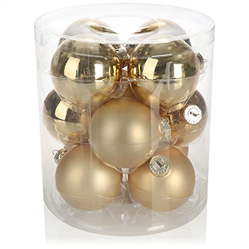 com-four® 12x Weihnachtskugel - Christbaumkugeln aus Glas für Weihnachten - Baumschmuck für den Christbaum - Christbaumschmuck - Glaskugeln von com-four