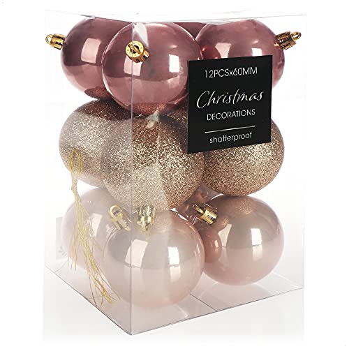 com-four® 12x Weihnachtskugel - Christbaumkugeln aus Kunststoff für Weihnachten - Baumschmuck für den Christbaum - Christbaumschmuck von com-four