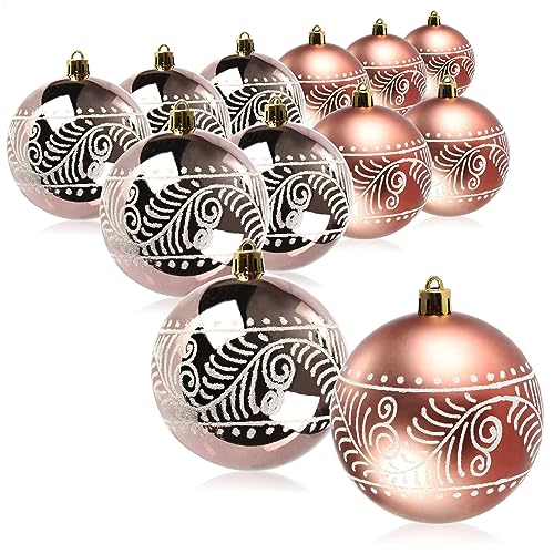com-four® 12x Weihnachtskugeln, bruchfeste Kunststoff-Weihnachtsbaumkugeln für Weihnachten, Baumschmuck für den Weihnachtsbaum mit Anhängern von com-four